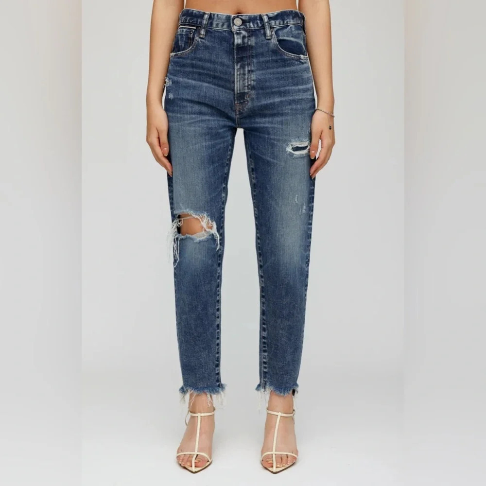 Moussy‎ Vintage Adrian Friend Distressed Blue Frayed Hem Jeans Made in Japan